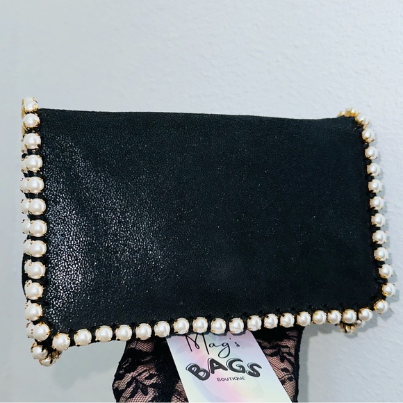 Stella McCartney: Pearl Shimmer Vegan Leather Falabella Crossbody Clutch Bag - Picture 3 of 16